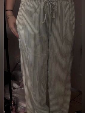 American Eagle Lounge Striped Adjustable Waistband Pants